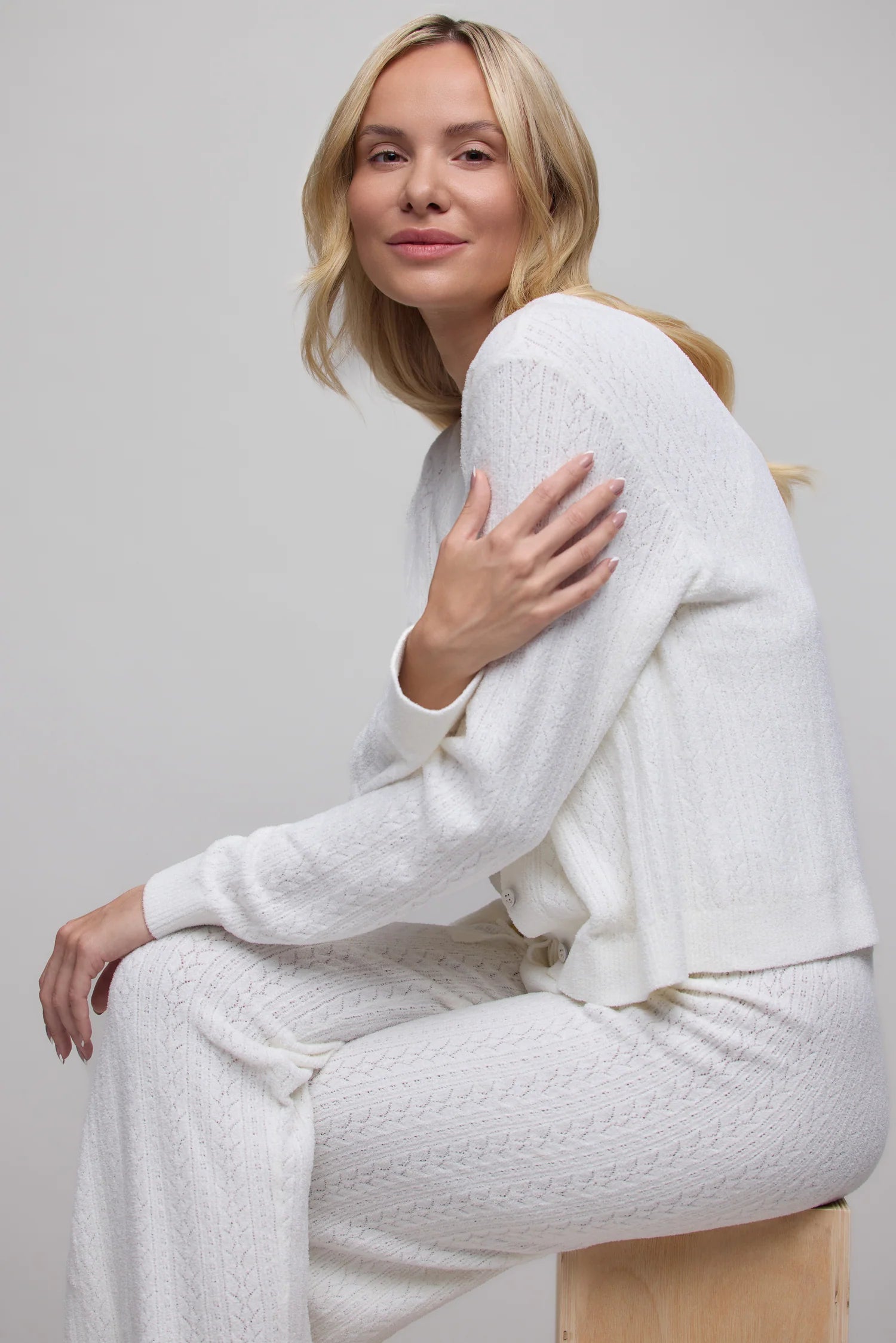 Barefoot Dreams Pointelle Cardigan Pearl