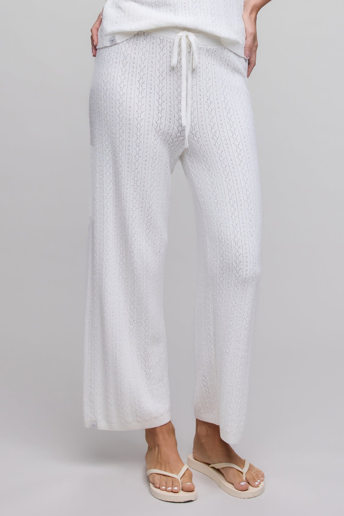 Barefoot Dreams Pointelle Crop Pant - Pearl
