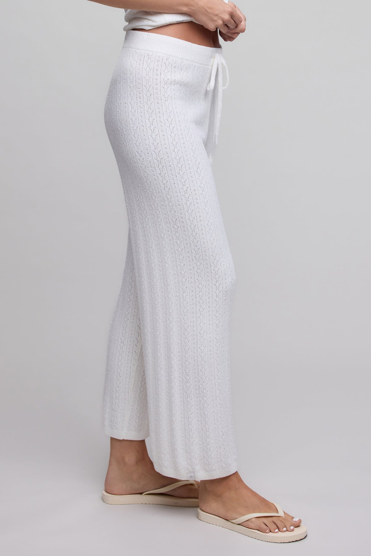 Barefoot Dreams Pointelle Crop Pant - Pearl