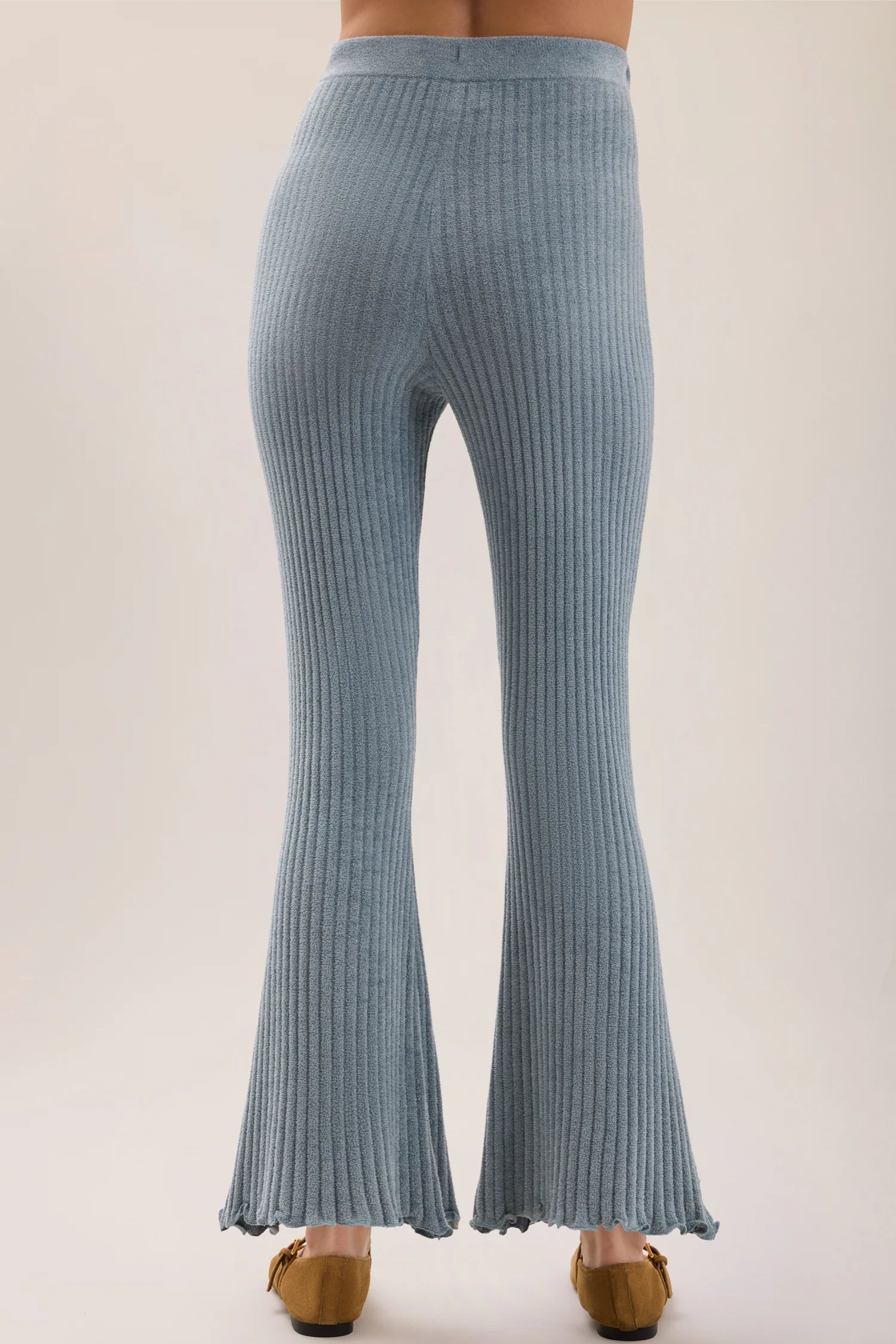 Barefoot Dreams Petal Edge Rib Kick Flare Ankle Pant - Blue Aura