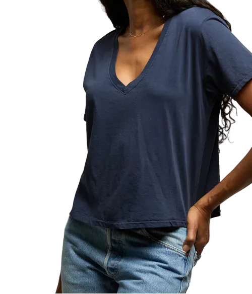 perfect white tee crispy cotton v/u neck tee beckett - navy