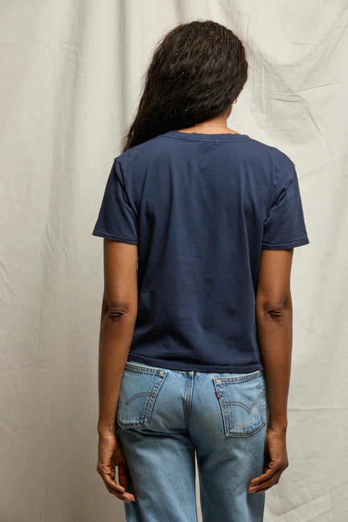 perfect white tee crispy cotton v/u neck tee beckett - navy