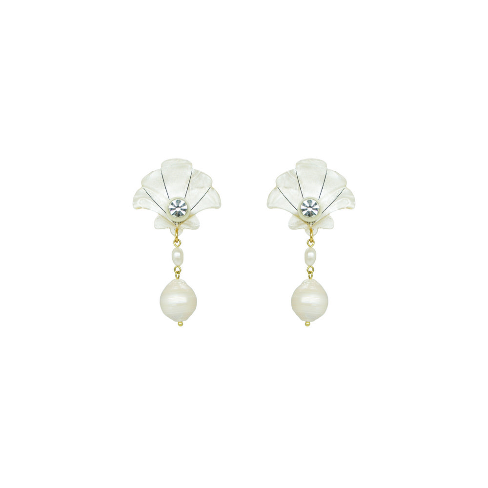 Gissa Bicalho Shell & Pearl Earrings - Clay