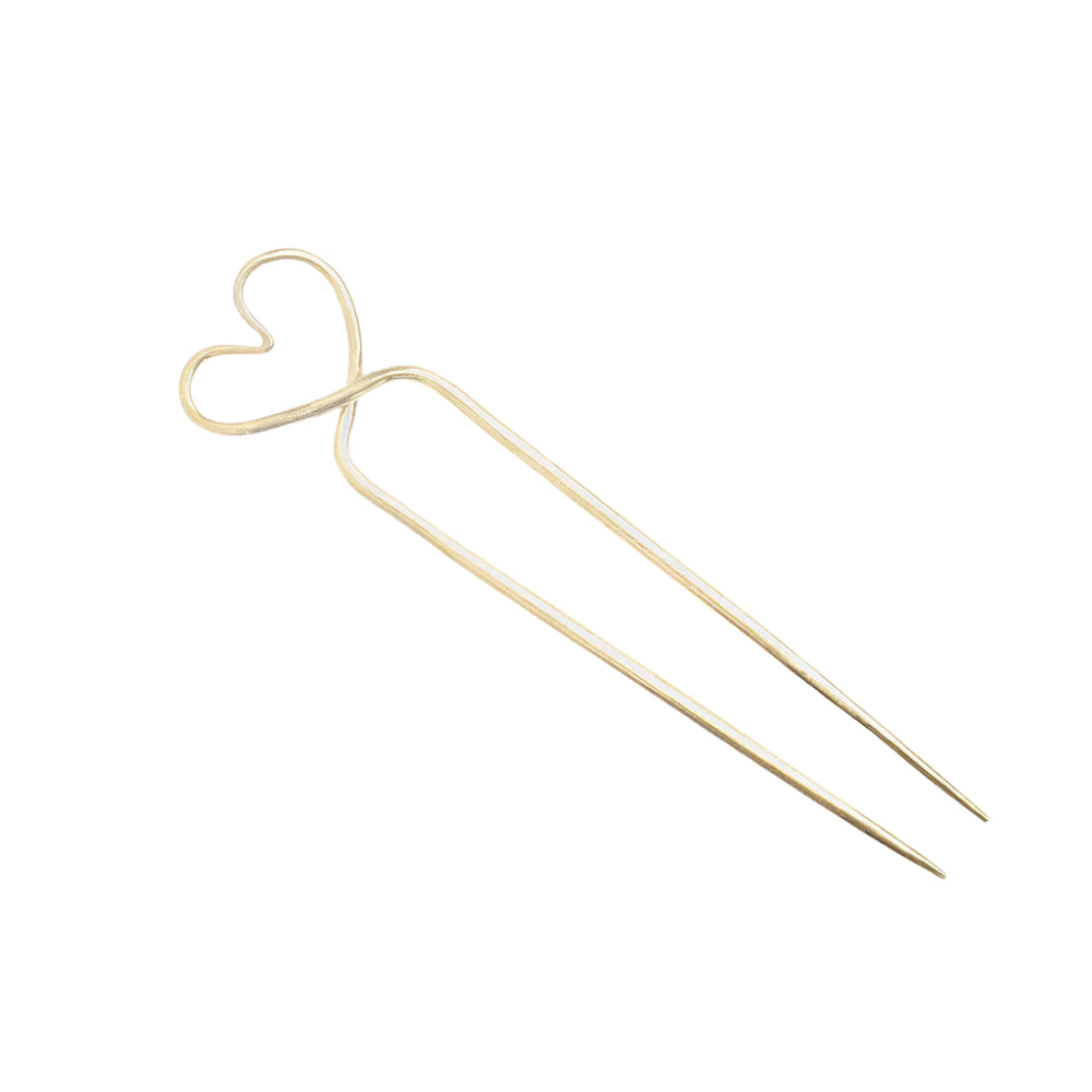 Sutton Heart Hair Stick - Brass