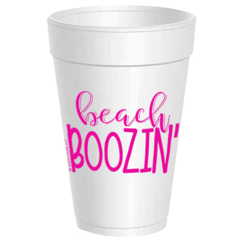 Beach Boozin Styrofoam Cups - Hot Pink