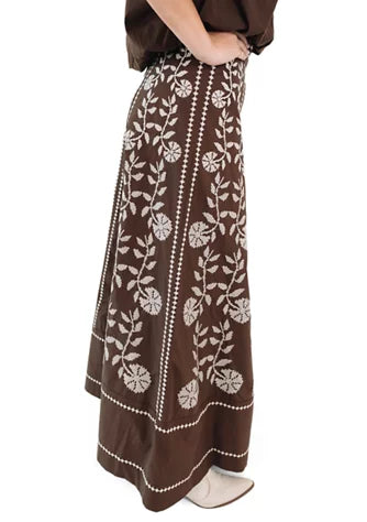 Maelan Midi Skirt | Brown