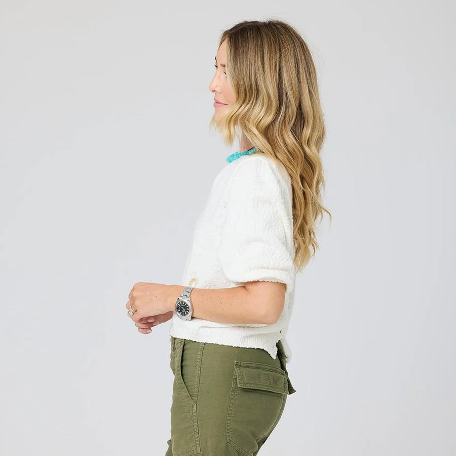 Kerri Rosenthal Short Puff Sleeve Sweater - Cream