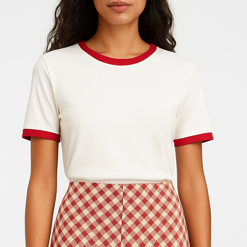 Red Trim White Tee