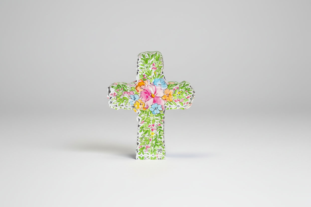Acrylic Friendship Spring Flowers Cross - 2 Sizes