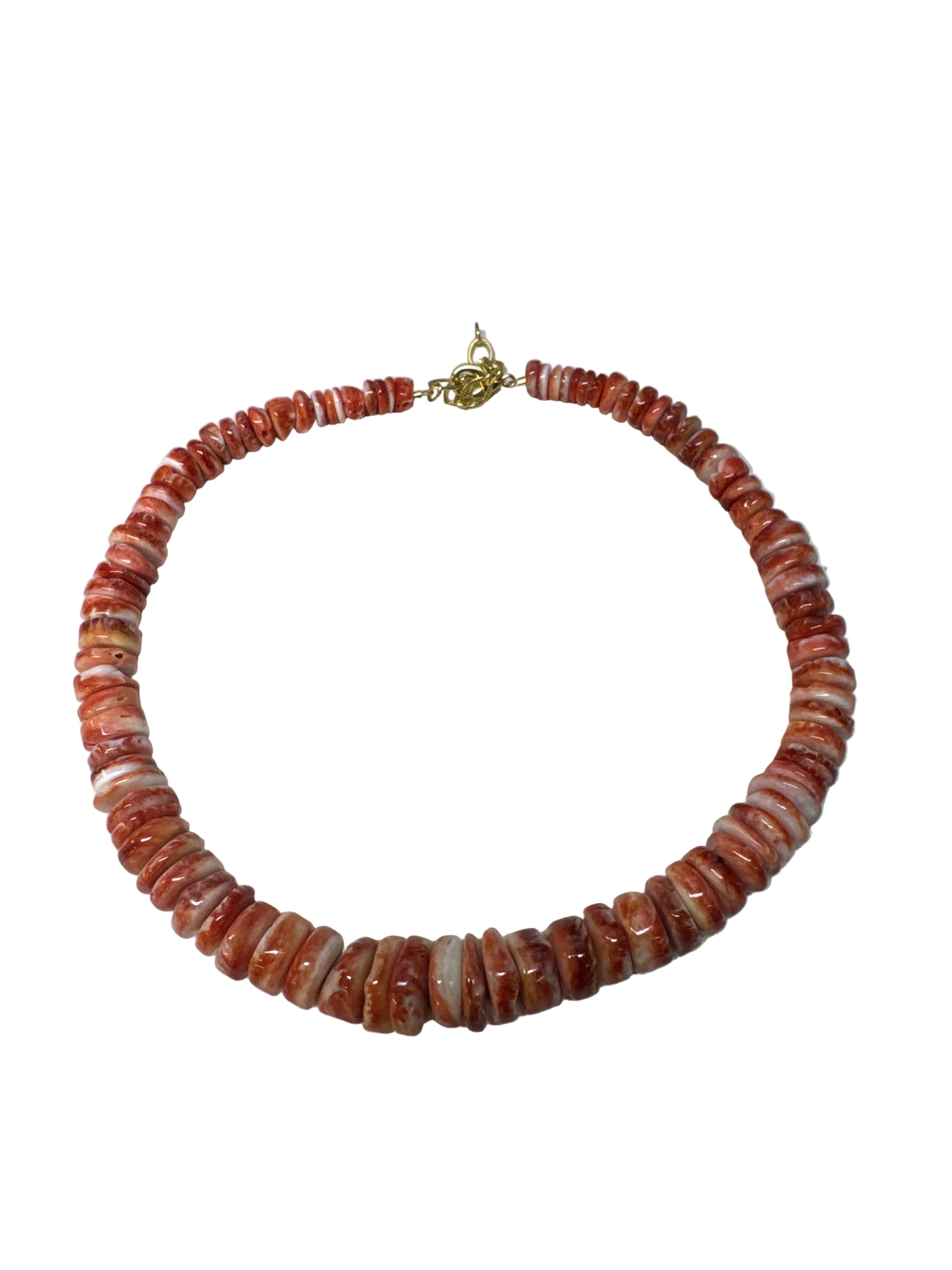 Spiney Oyster Graduated Bead Necklace - Orange
