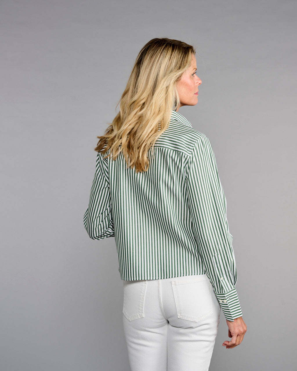 Claridge & King The Crop in Evergreen Stripe