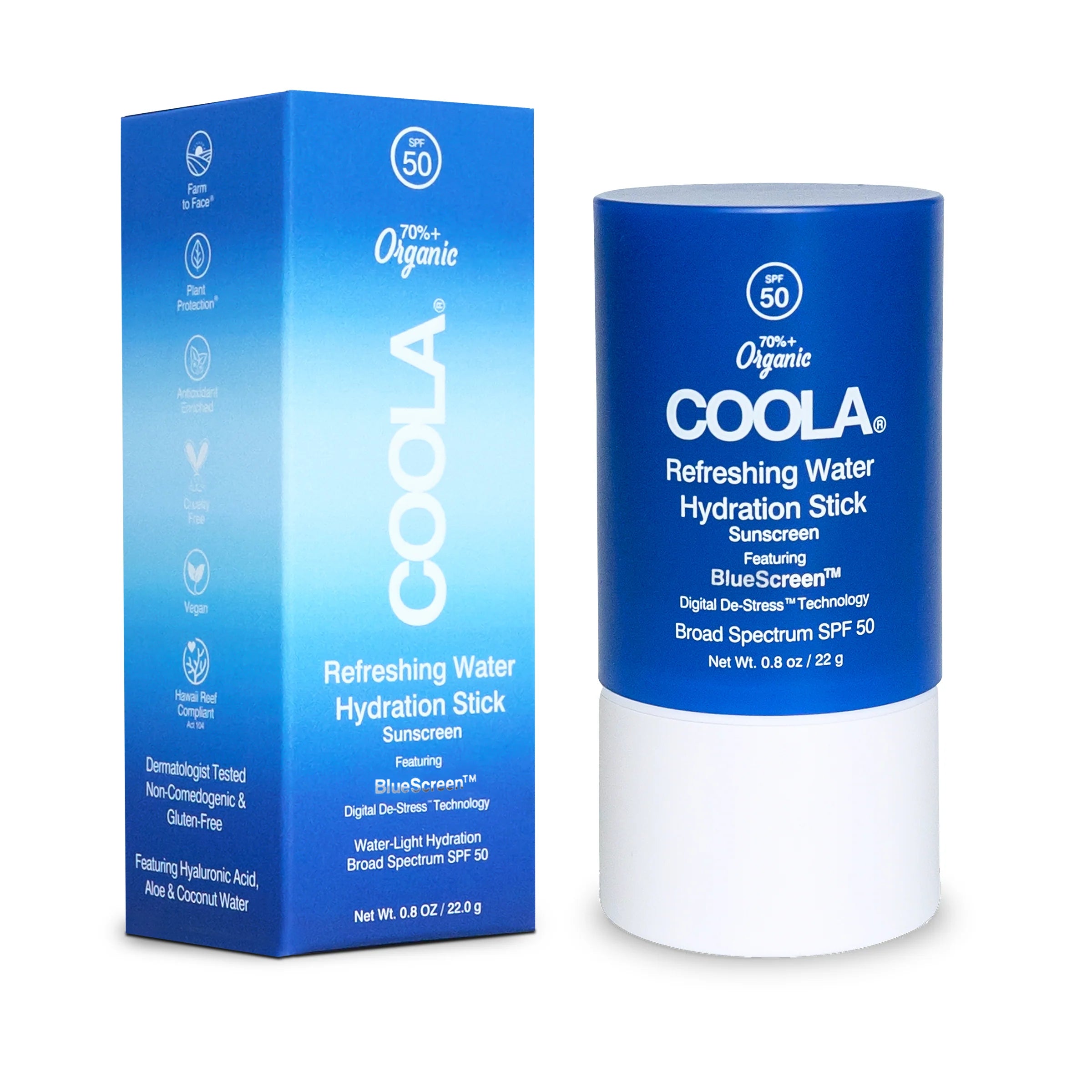 Coola Refreshing Water Hydration Stick Organic Face Sunscreen SPF 50