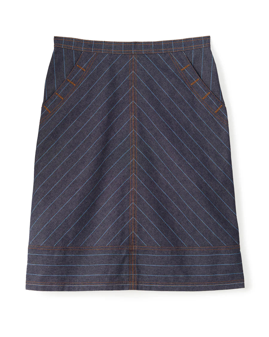 Cartolina Elle Skirt-Denim Bluebell Stripe