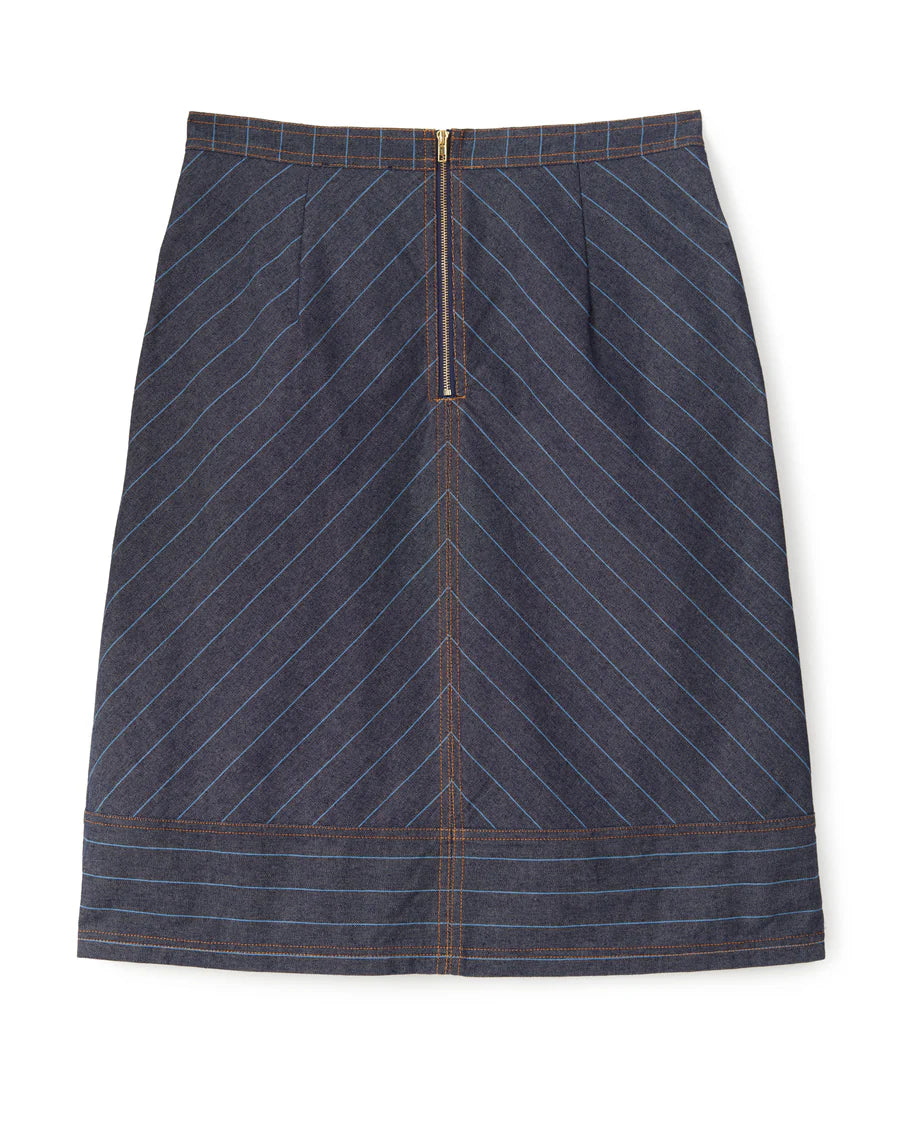 Cartolina Elle Skirt-Denim Bluebell Stripe