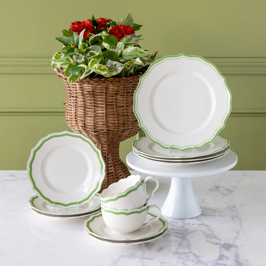 Icing on the Cake Green Dinner Plate, Salad Plate, and Mug