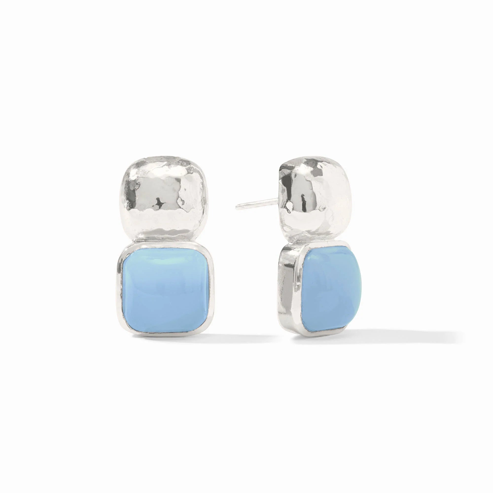 Julie Vos Catalina Earring - Silver - Chalcedony Blue