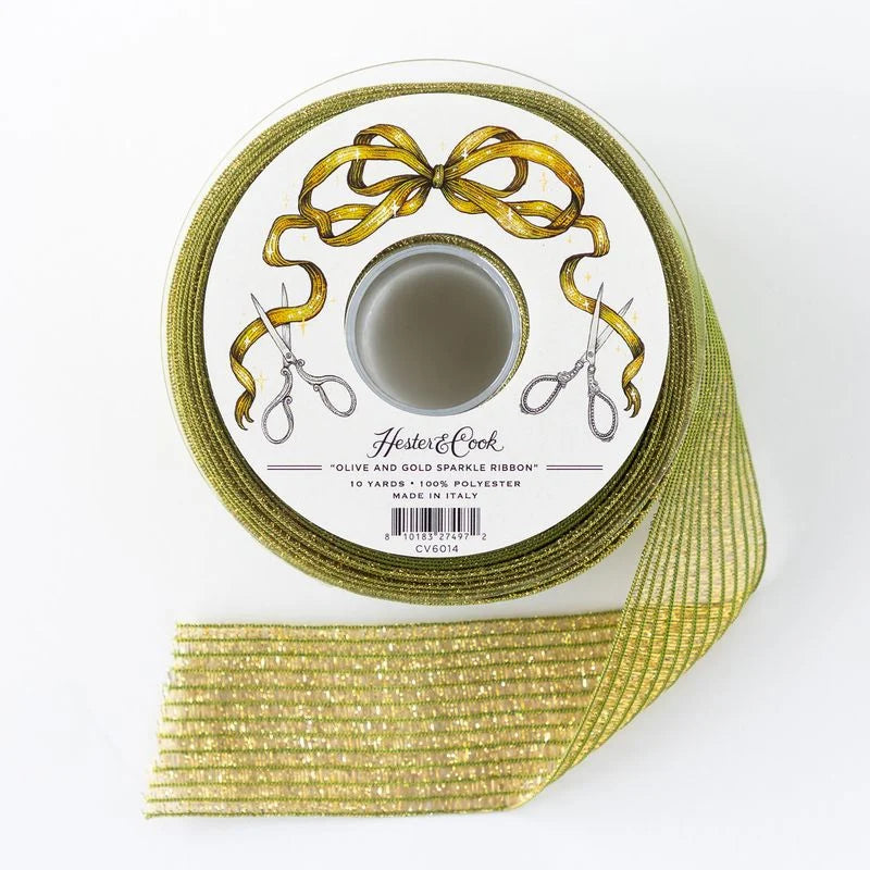 Olive and Gold Sparkle Ribbon