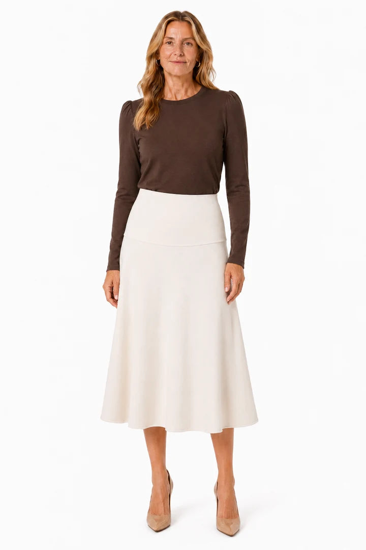 Burgess Collection The Nan Knit Midi Skirt | Cream Blend