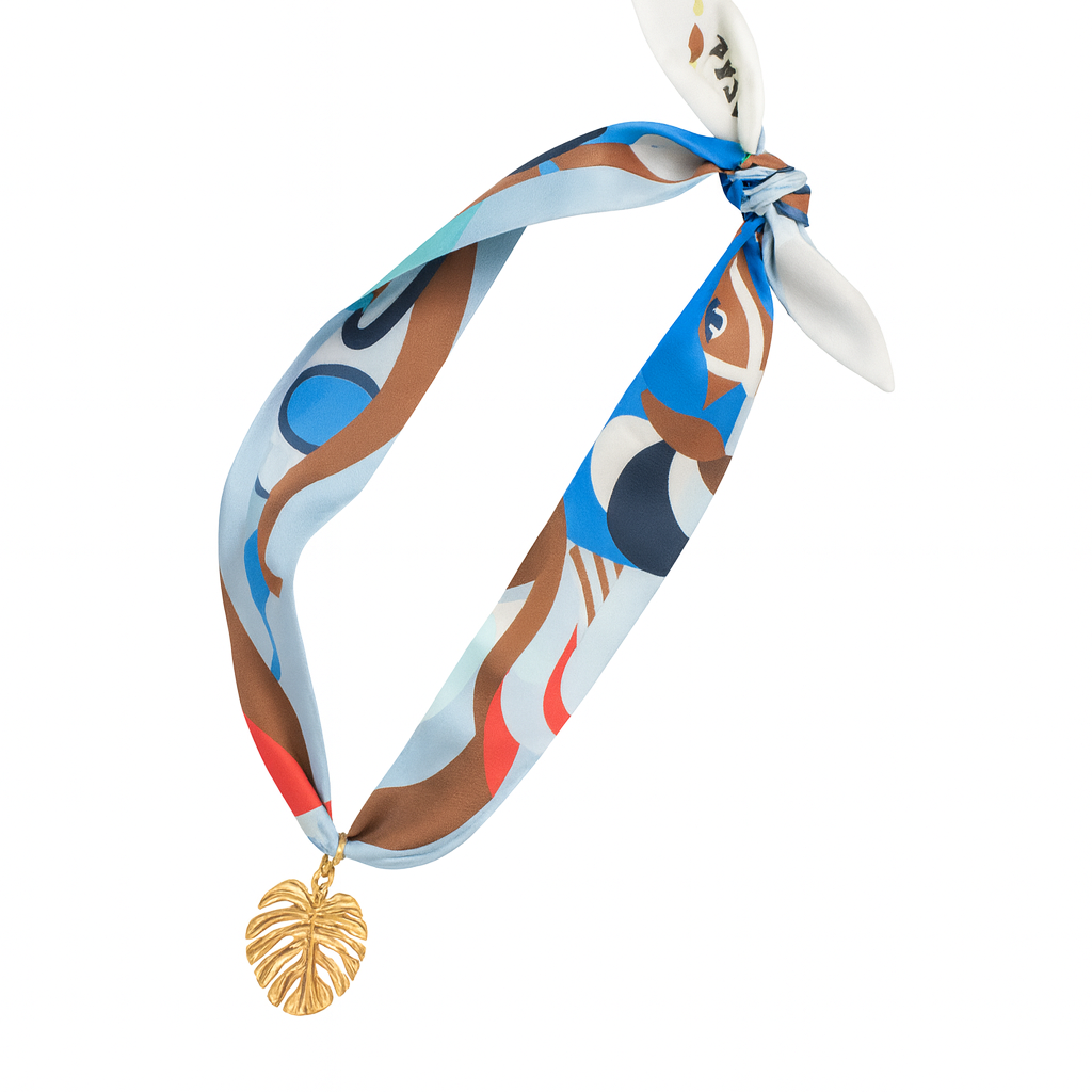 Blue, Red, and Brown Twilly with Leaf Triple Charm