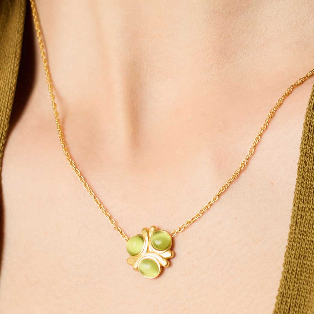 Julie Vos Cobblestone Necklace - Green Cat's Eye