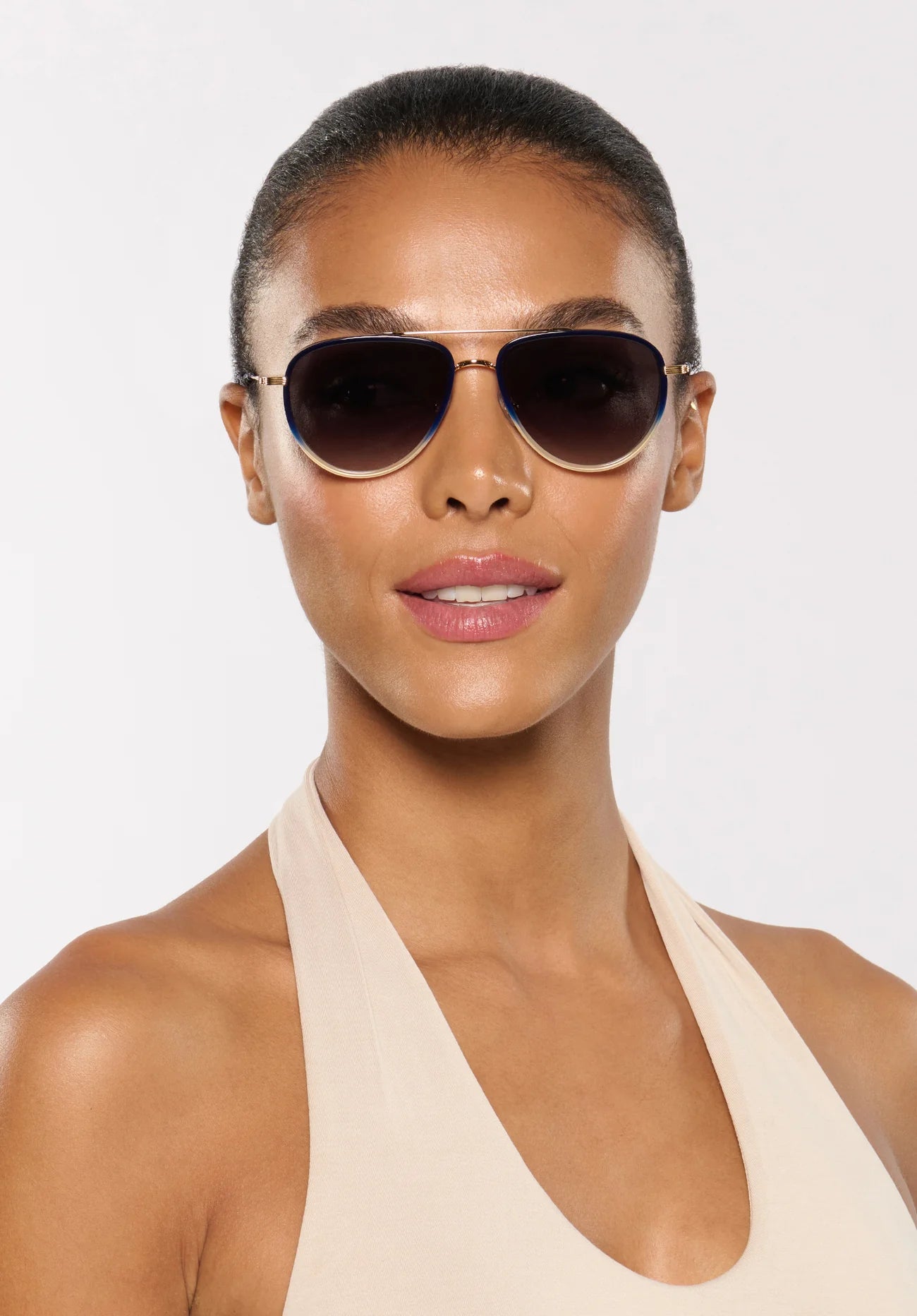 Krewe Coleman Sunglasses - 18K Matte Indigo Fade + Gravity