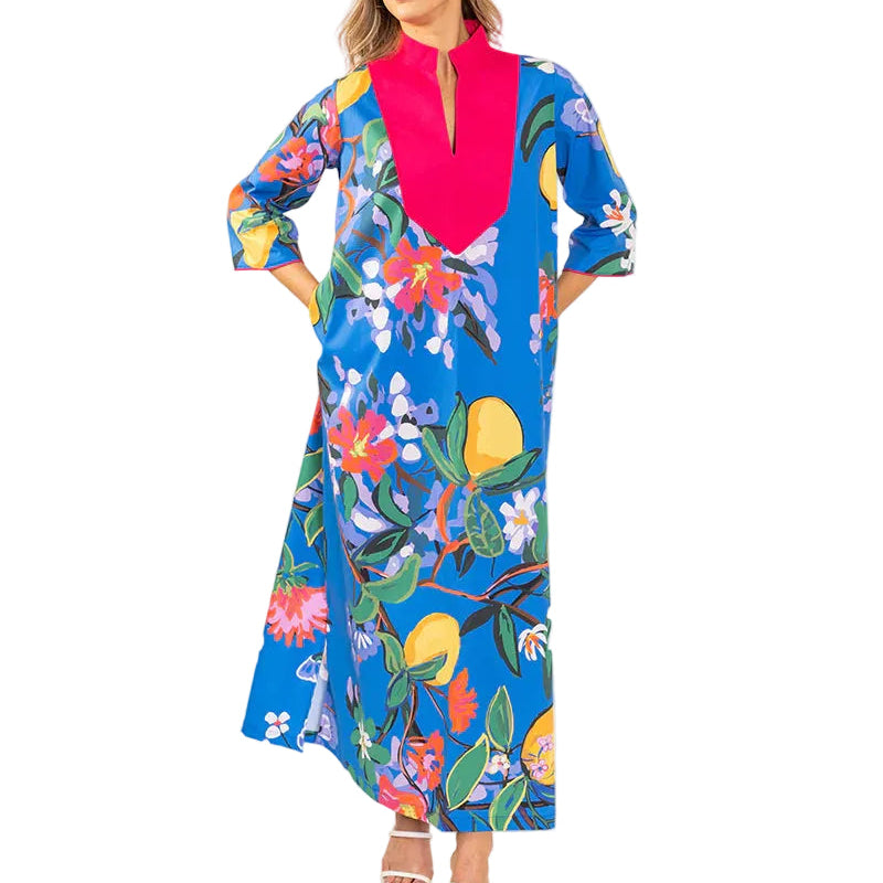 House of MBR Babs Dress - Blue Veranda