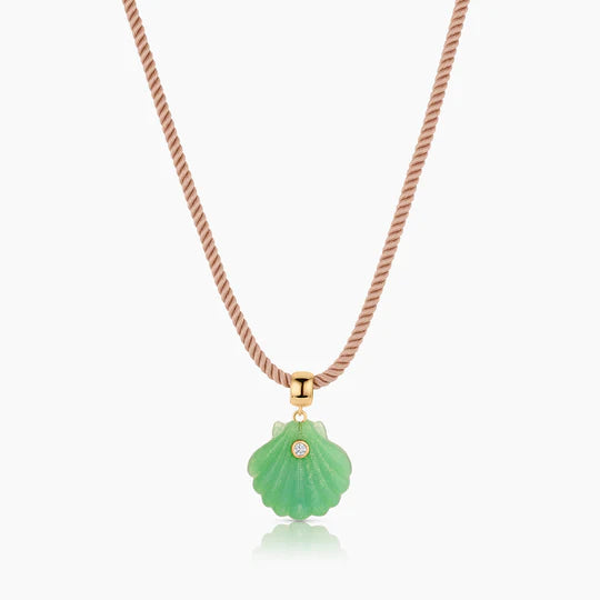 Silk Cord Necklace & Coquille Shell Bail Charm - 5 Colors