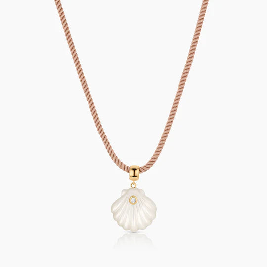 Silk Cord Necklace & Coquille Shell Bail Charm - 5 Colors