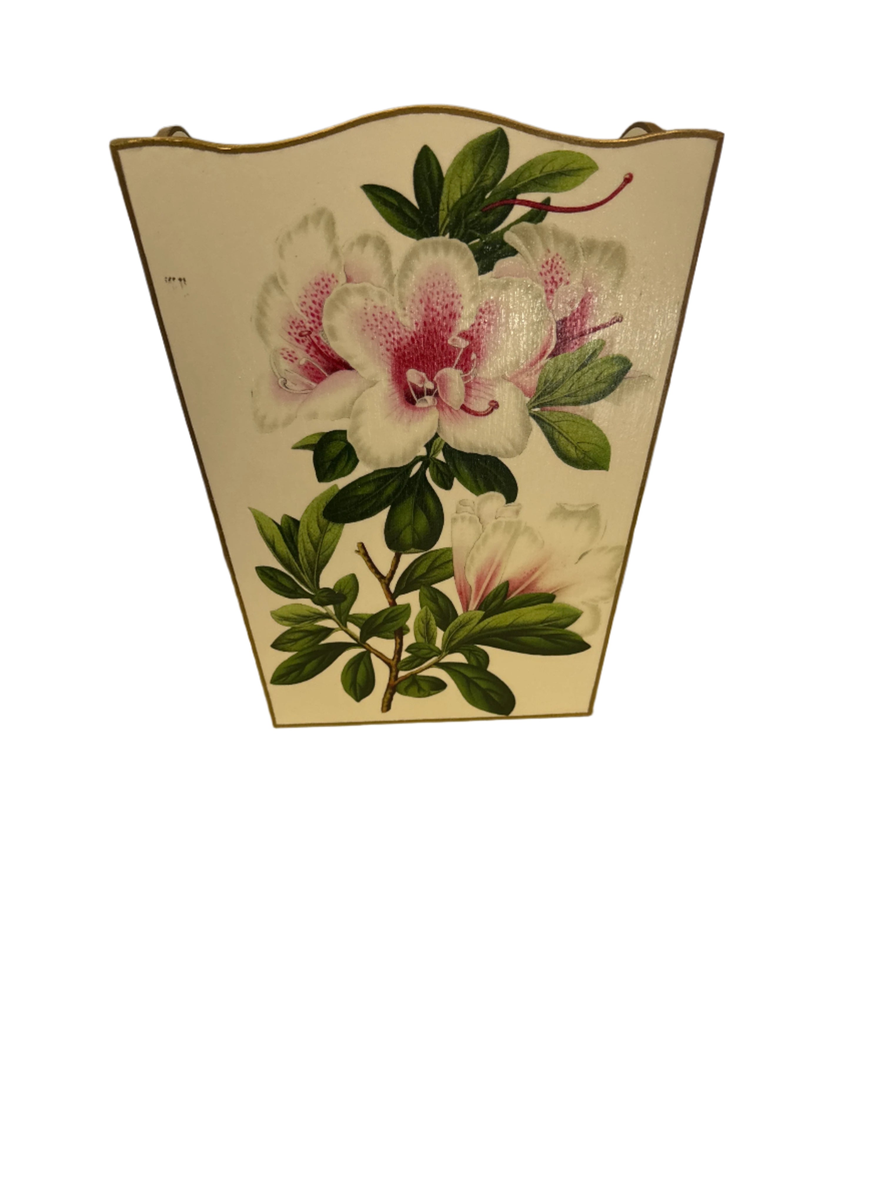 Azaleas on White Wastebasket