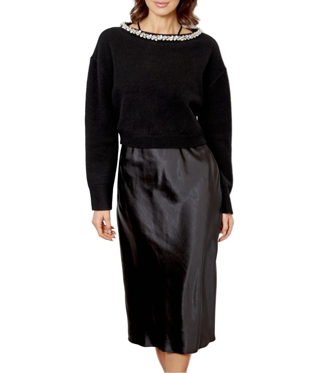 Black Bel Sweater Dress Combo