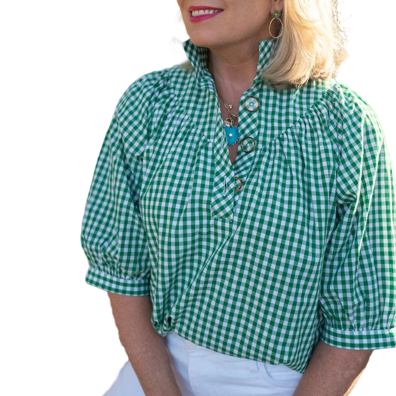 Holly Shae Avie Top - Green and White Gingham