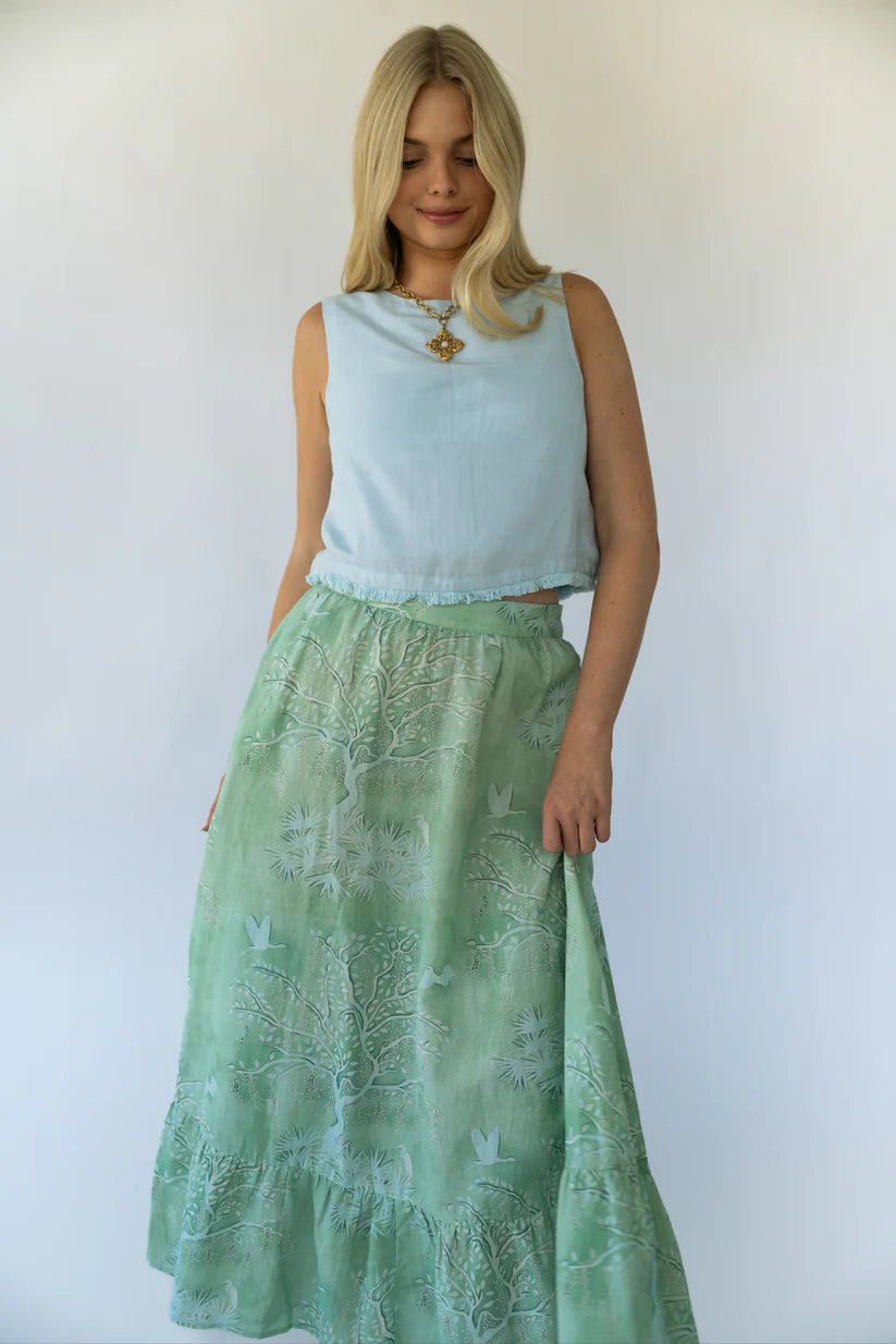 Florence Skirt - Green Lowcountry Watercolor