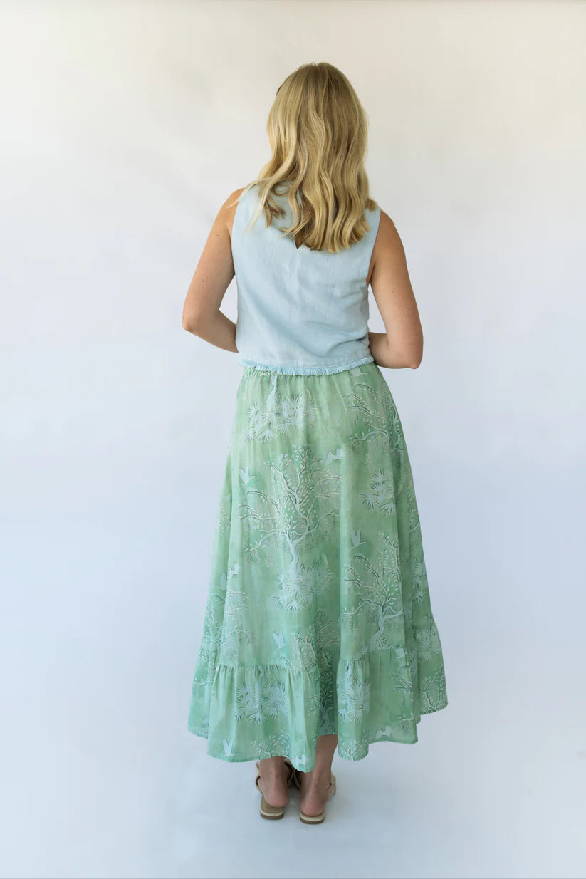 Florence Skirt - Green Lowcountry Watercolor