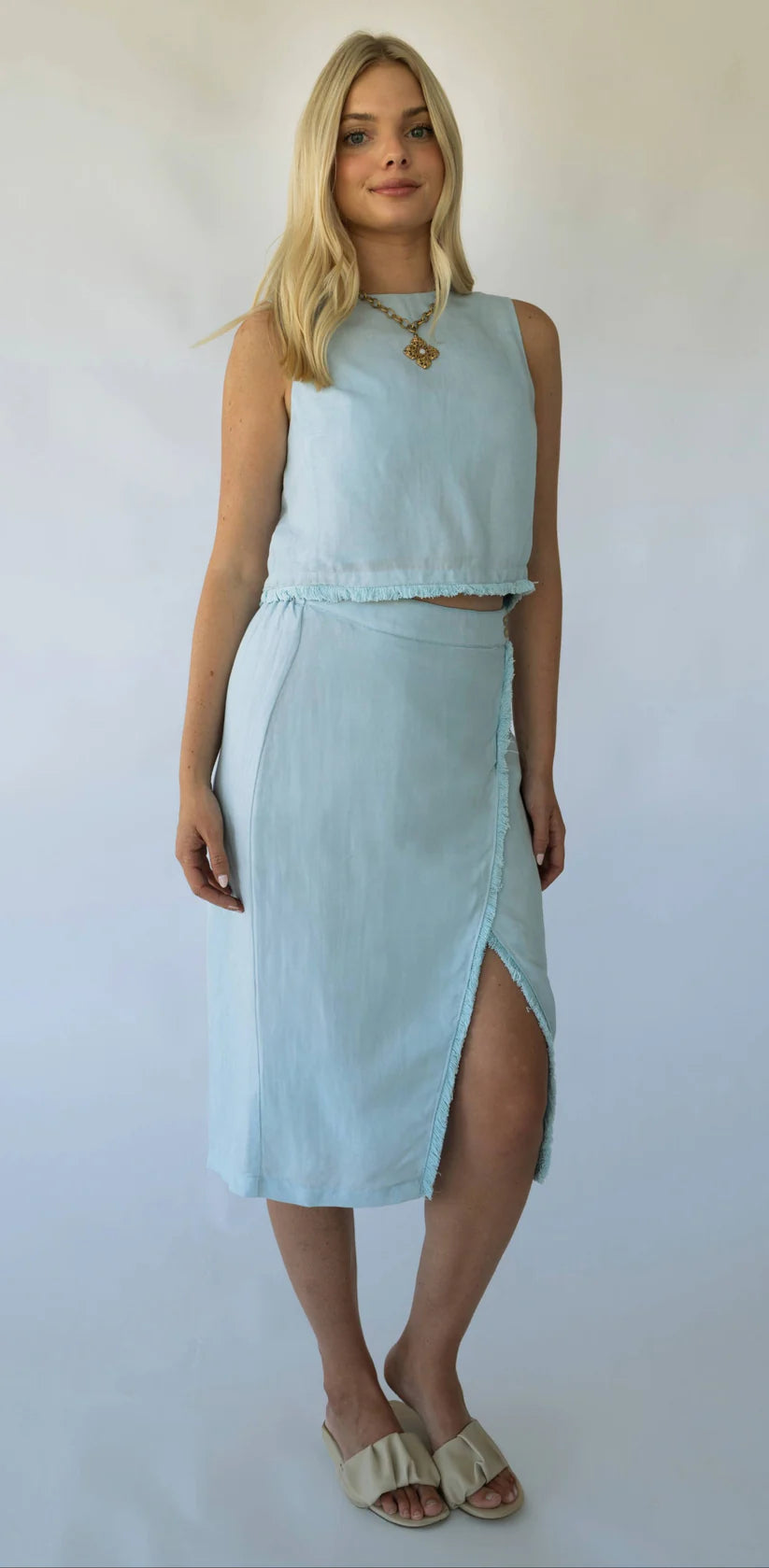 Michelle Faux Wrap Skirt - Pool