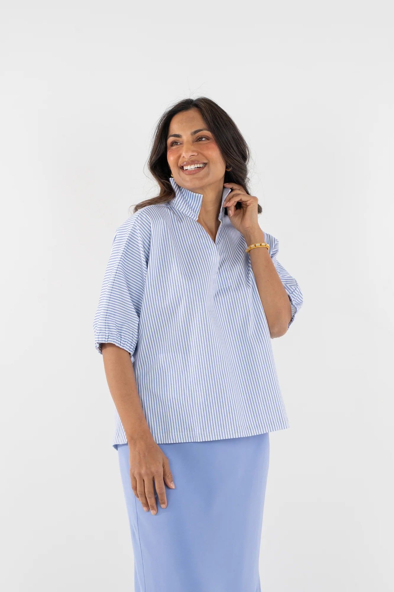 Emily McCarthy Poppy Top - Grapemist Stripe