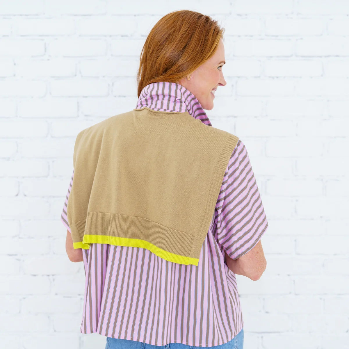 Caryn Lawn Caryn Cardi Khaki/Lime