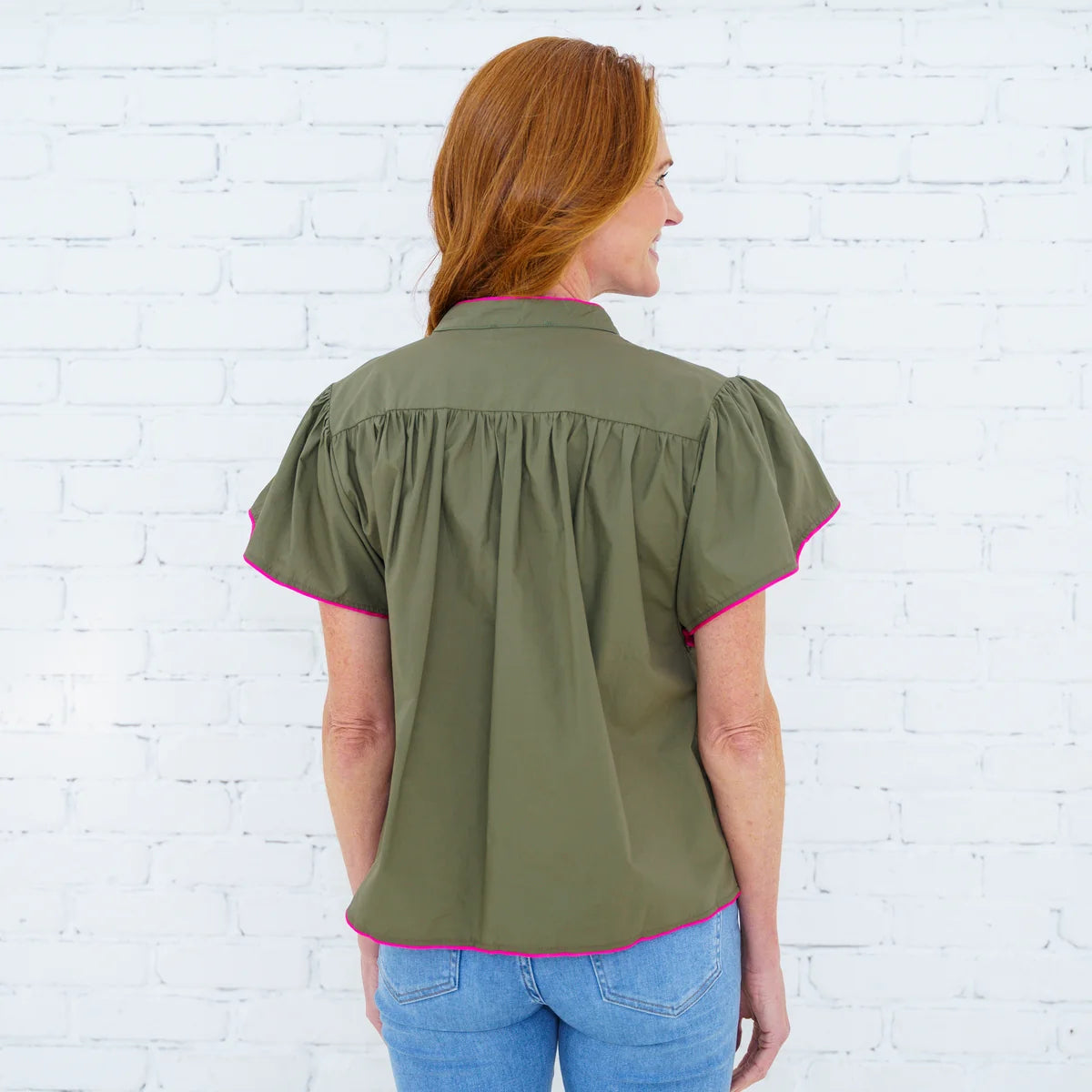 Caryn Lawn Cassie Top | Olive