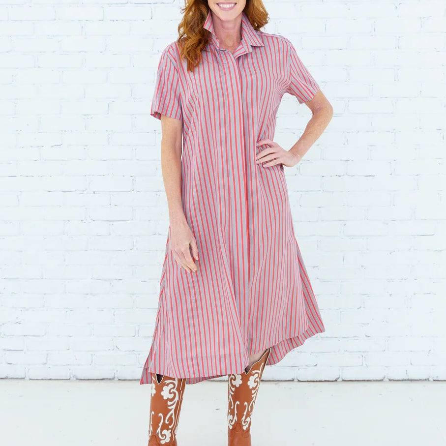 Caryn Lawn Millie Dress | Khaki/Orange Stripe