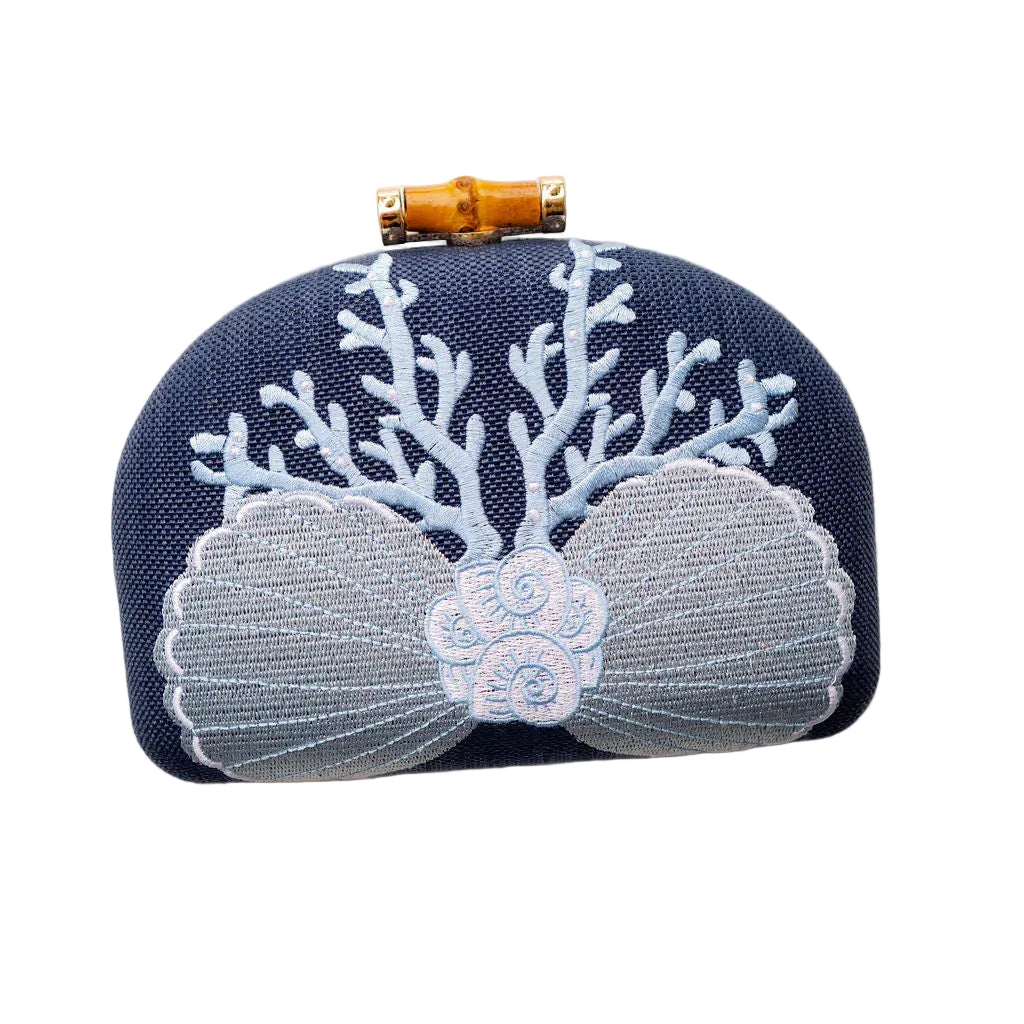 Coral and Shell Clutch - Embroidered 2 Colors