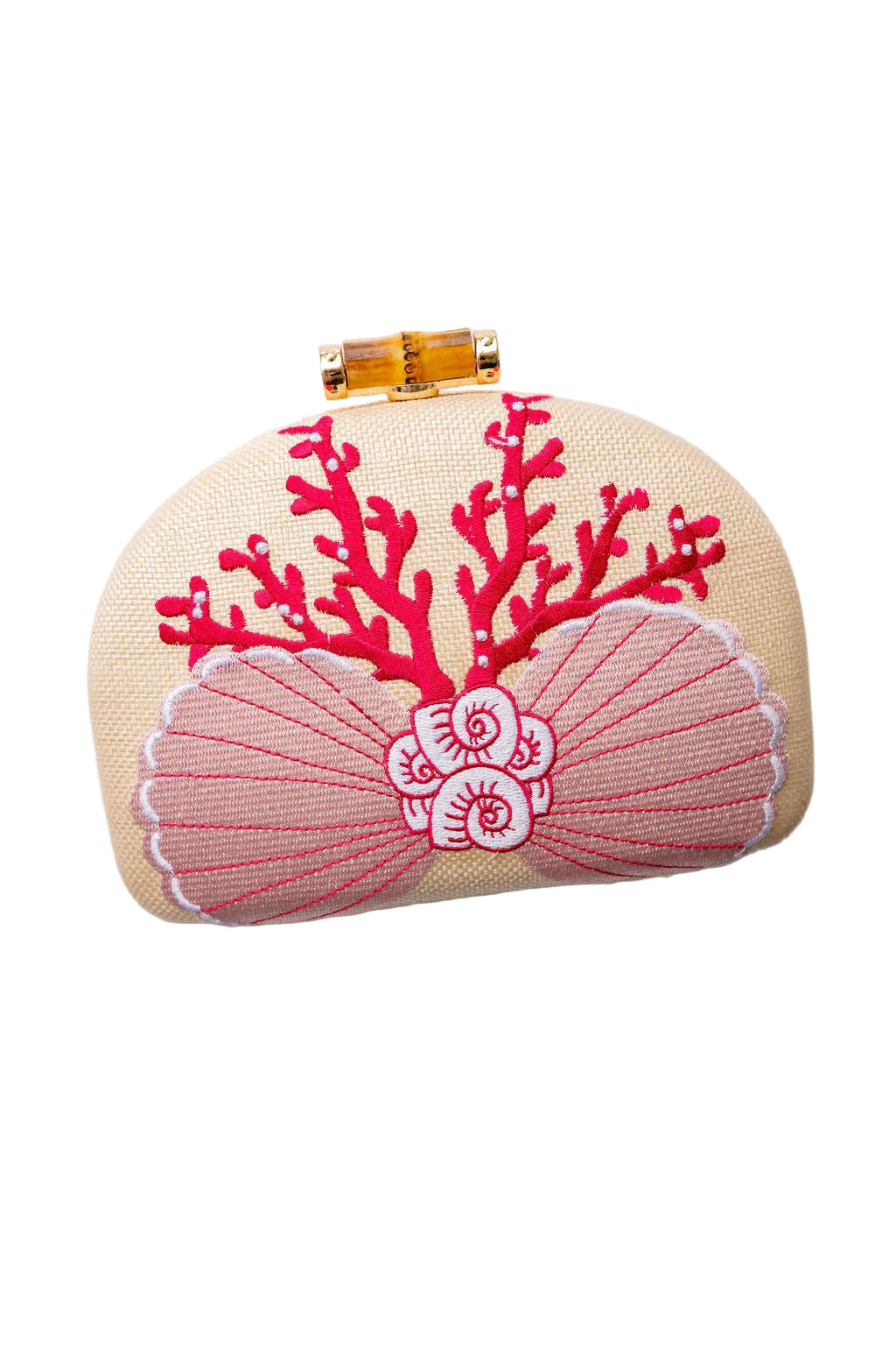Coral and Shell Clutch - Embroidered 2 Colors