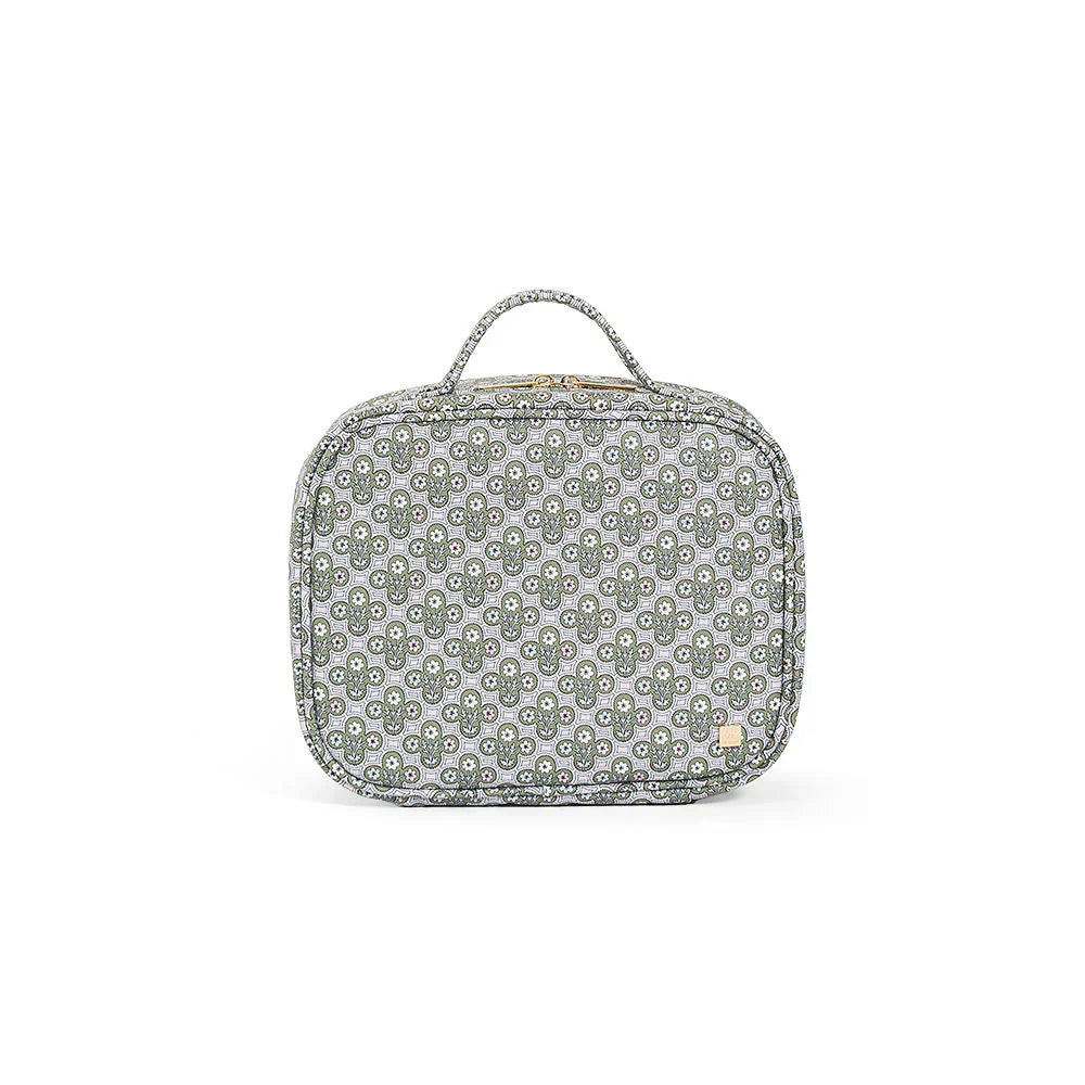 Luxe Cosmetic Toiletry Case Surrey with Green Pinstripe Liner