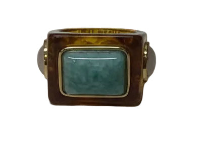 Tortoise Shell Resin Amazonite Ring