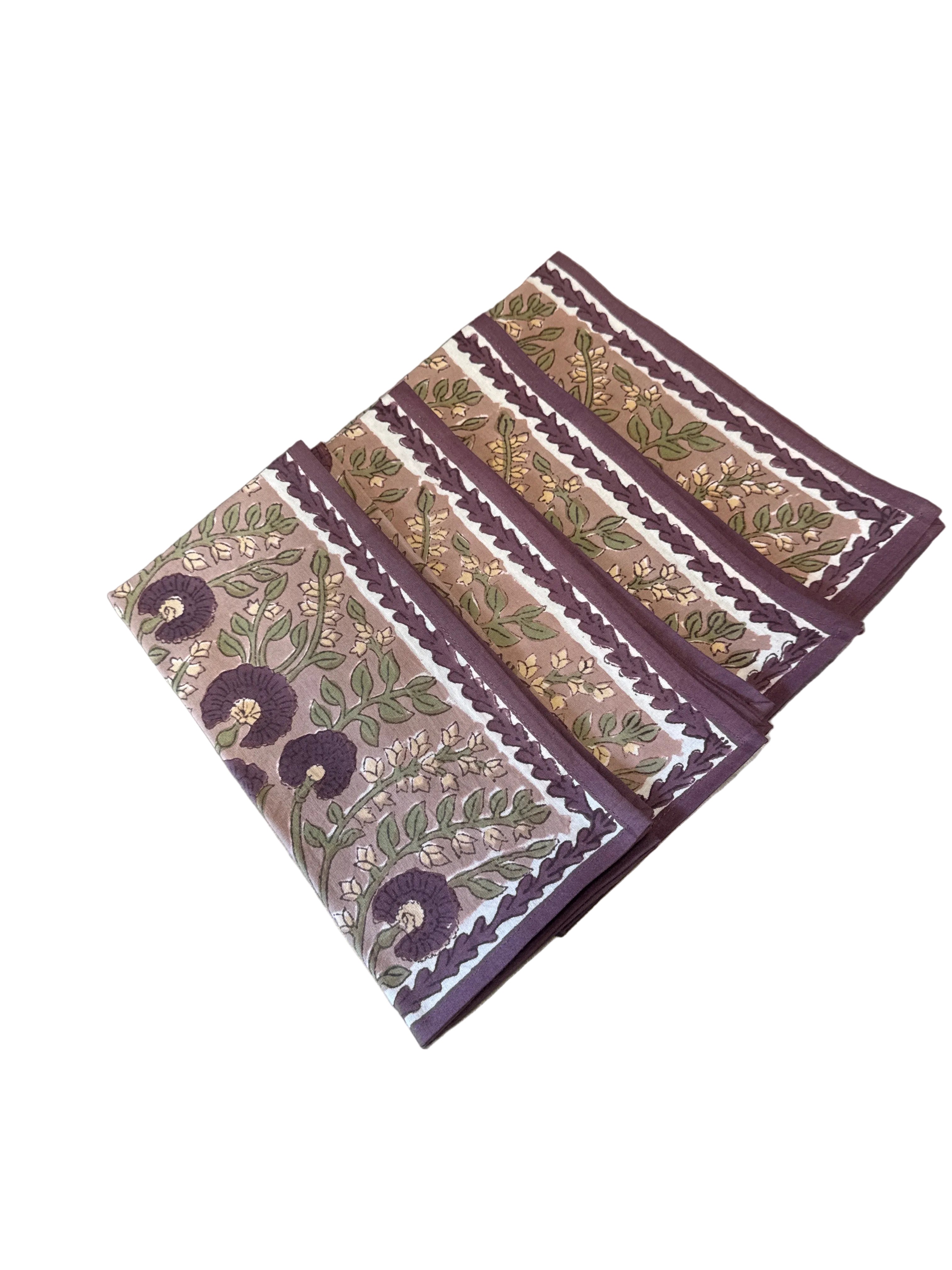 Cactus Flower Olive & Fig Napkins Set of 4