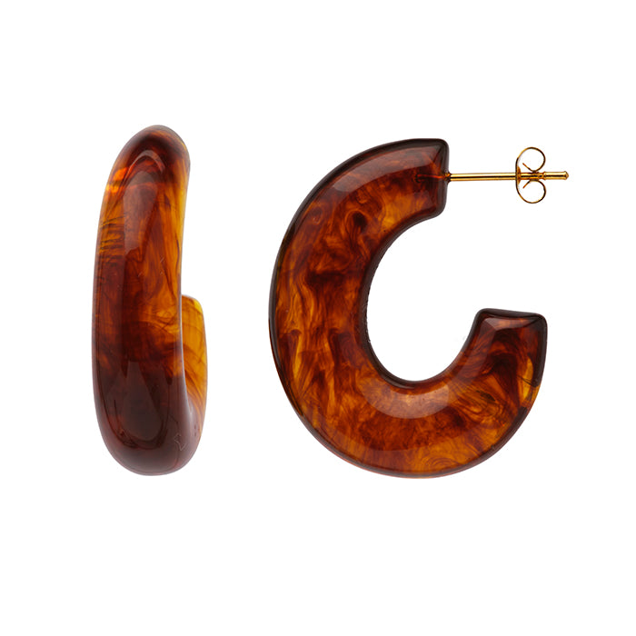 Tortoise Shell Resin Earrings - 2 Sizes