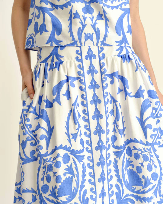 Cartolina Georgia Skirt-Faraway Print-Provence Blue
