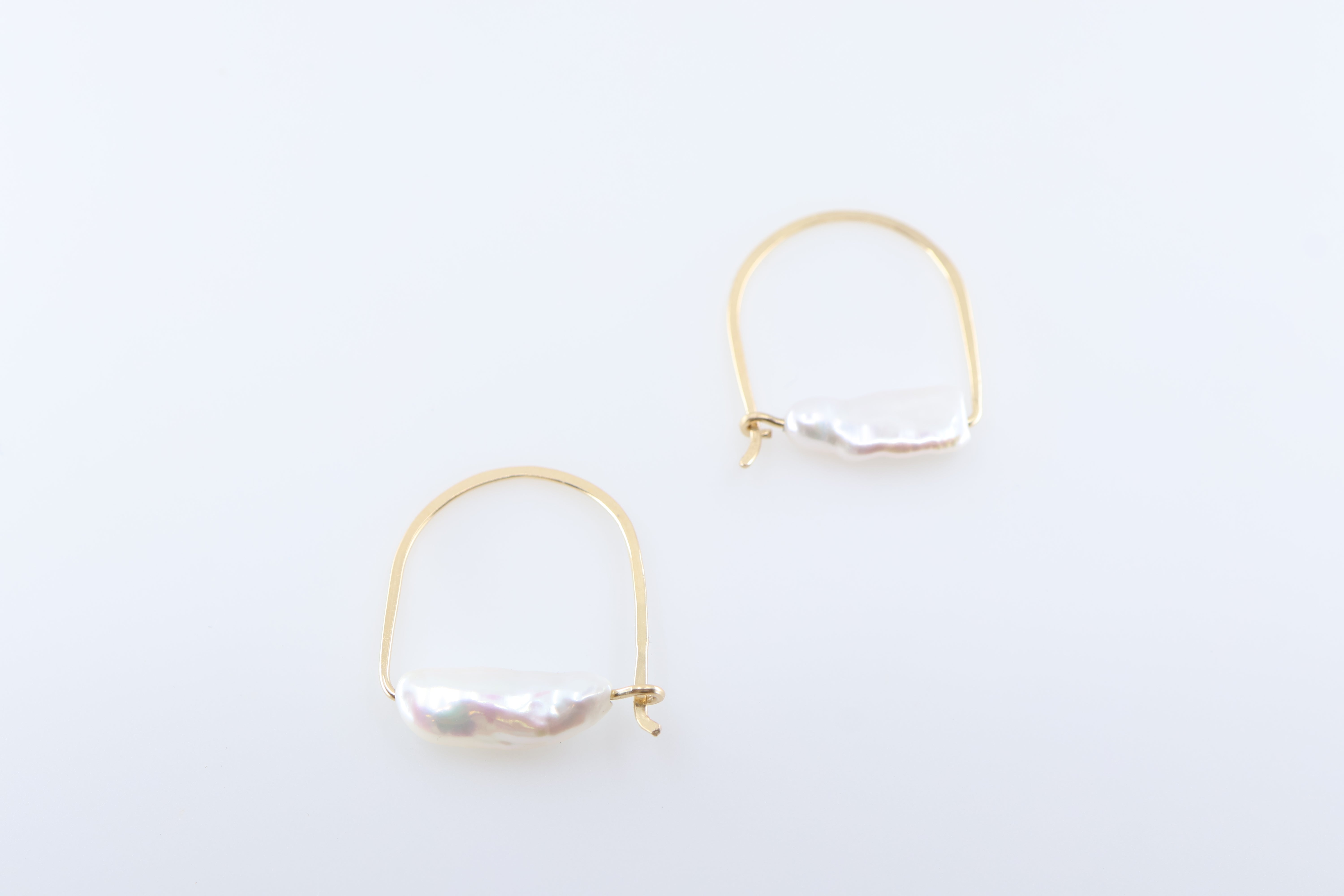 J. Mills Earrings - Biwa Pearl with Forged Hoop Closure
