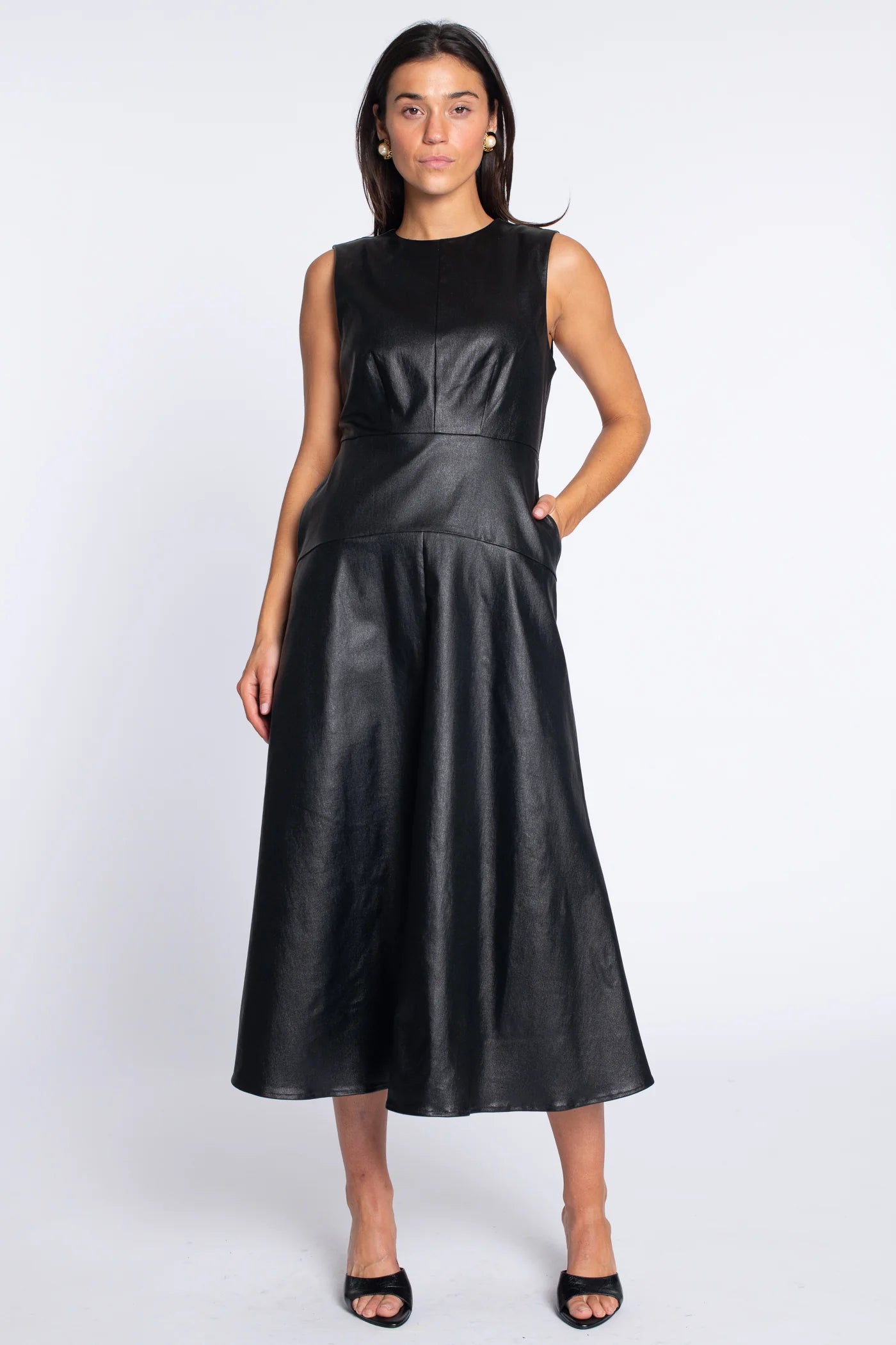 Elizabeth James Claire Dress | Black Metallic Denim