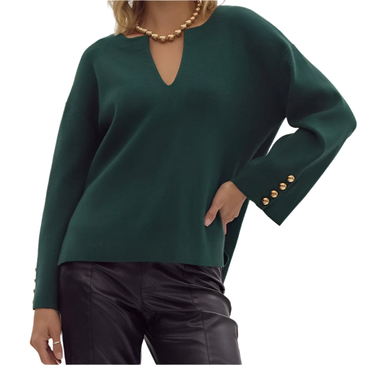 The Meg Gold Button Sweater - (three colors)