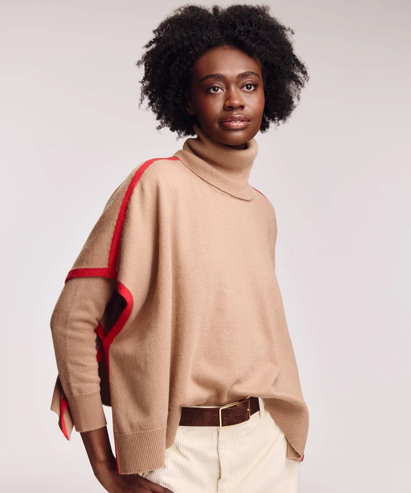 Cozy Cowl Pullover | Camel Heather