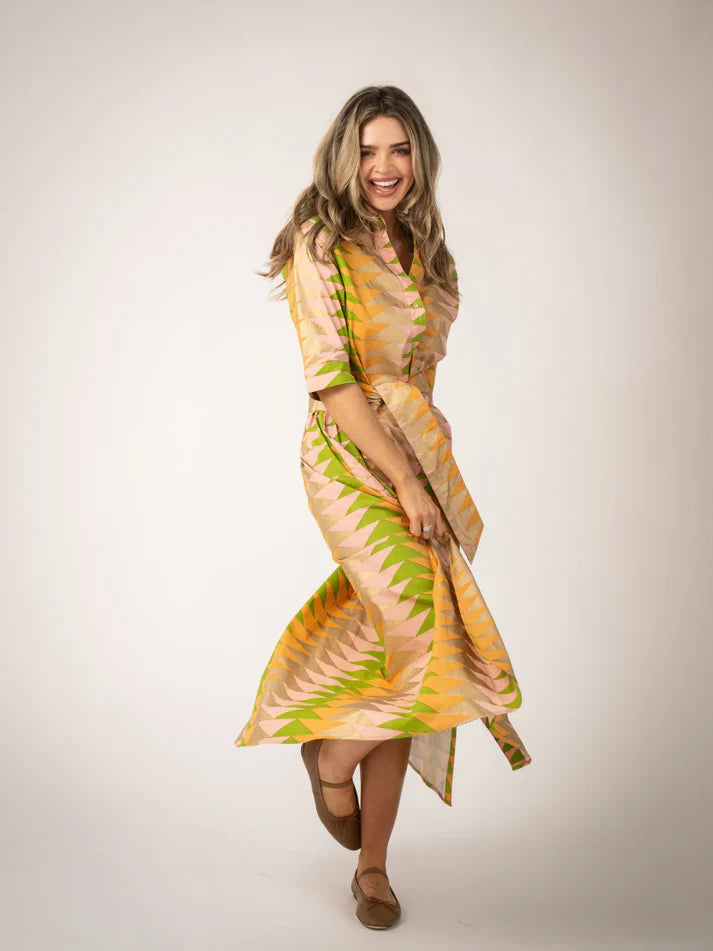 Beau & Ro Eloise Dress | Bagru Triangle - Sunrise